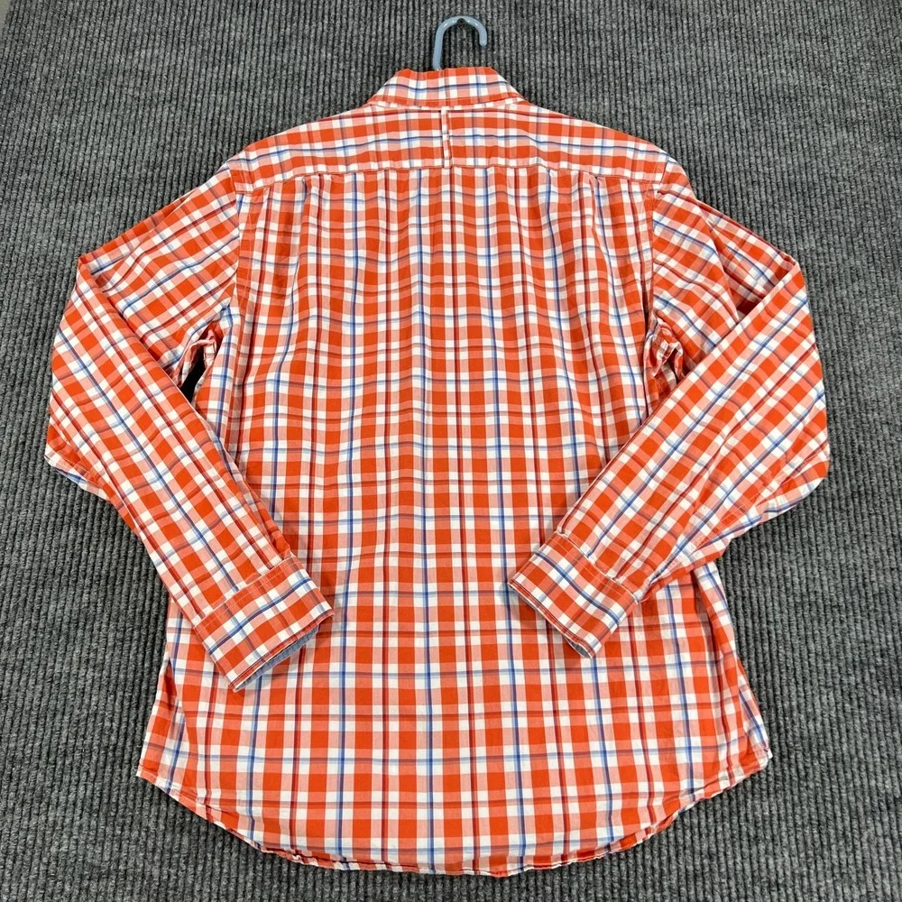 Banana Republic Shirt Mens Medium Orange Plaid Long Sleeve Button Down Casual